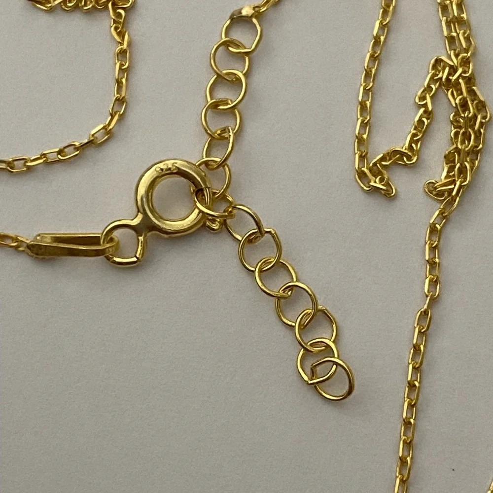 925 Silver peach heart love necklace 18K yellow gold plated
